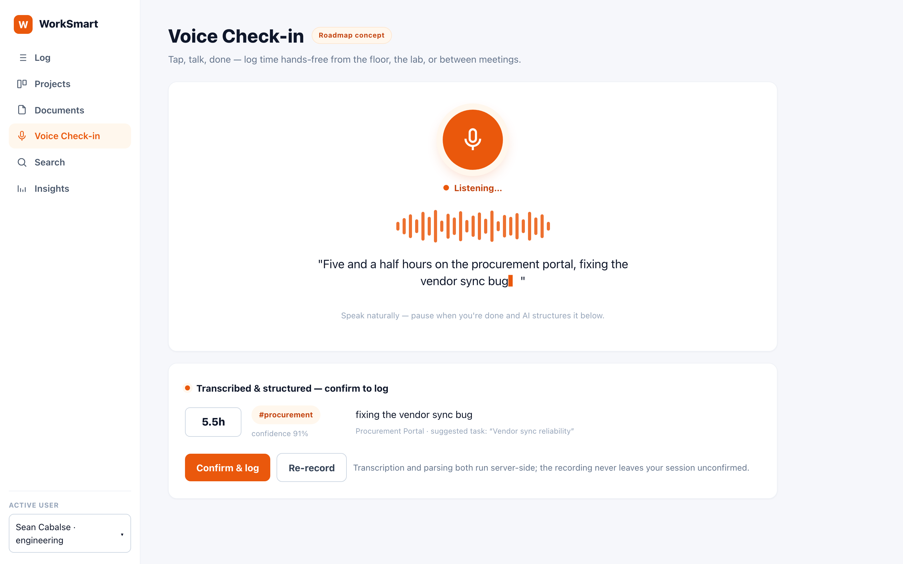 Voice check-in concept