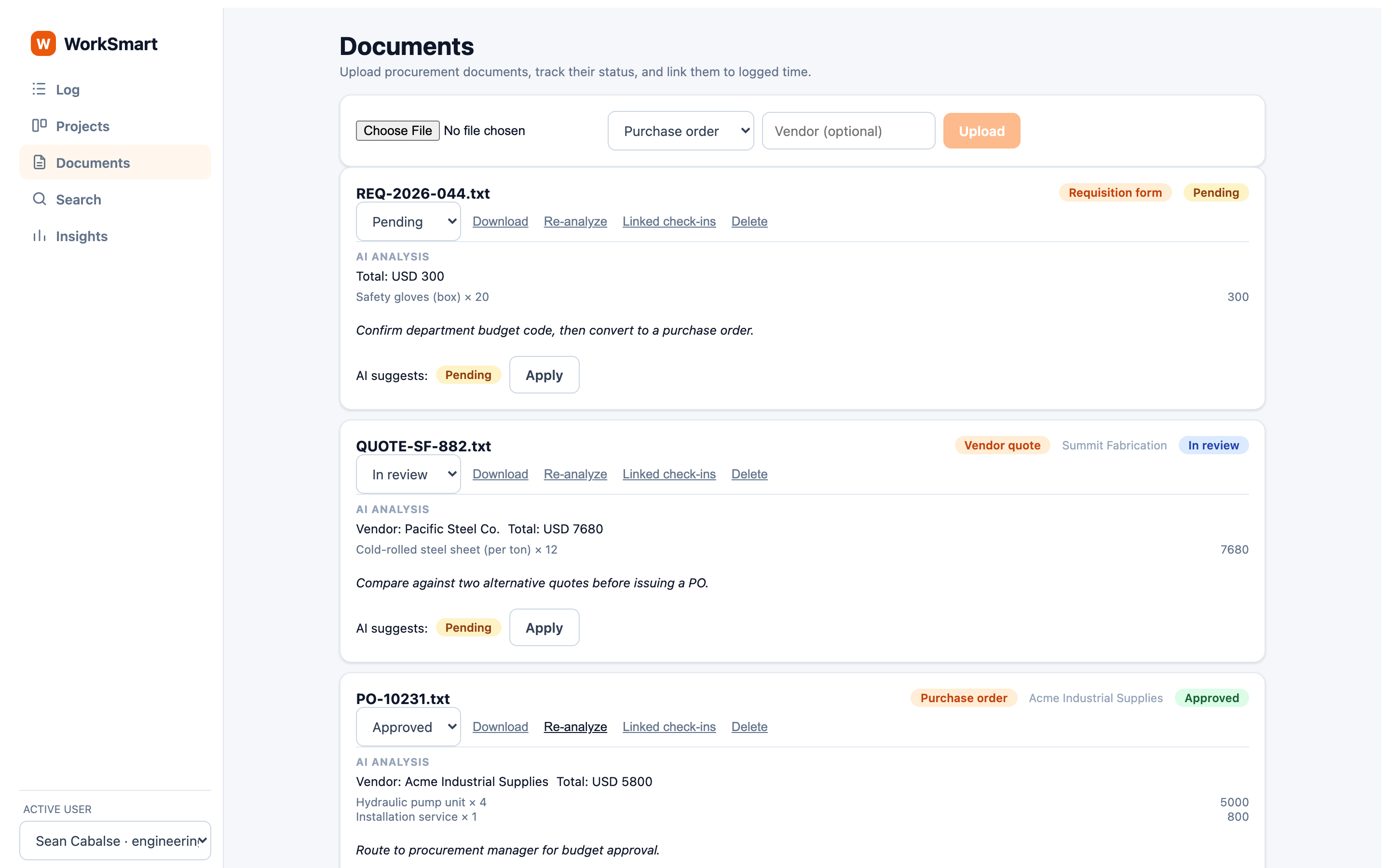 Document analysis with extracted fields and Apply